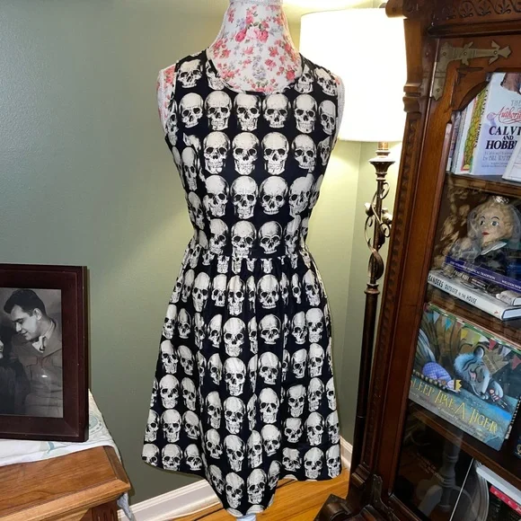 Folter Dresses | Folter Nwts Skull Rockabilly Dress | Color: Black/White | Size: S | Jessiechristin's Closet